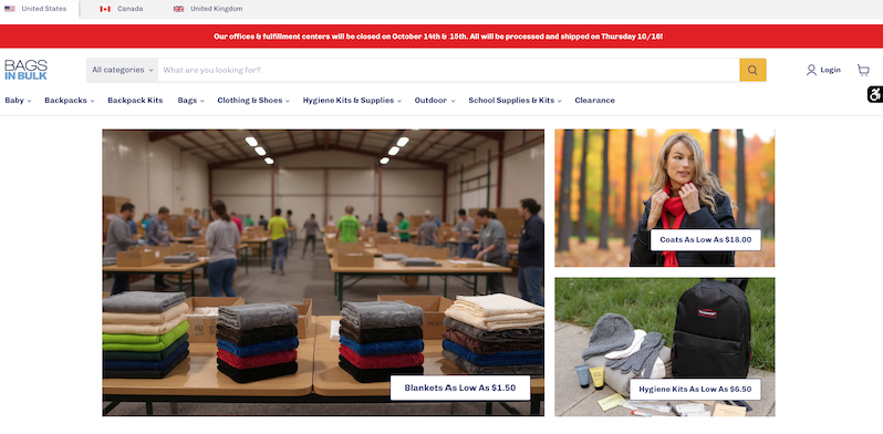 Bags In Bulk website