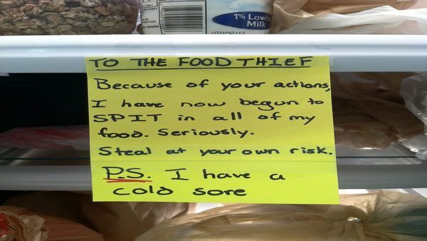people stealing food at work