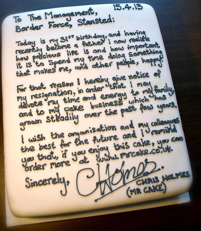 Cake resignation letter