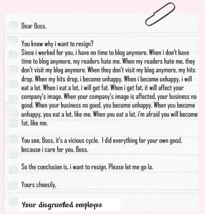 Vicious cycle resignation letter