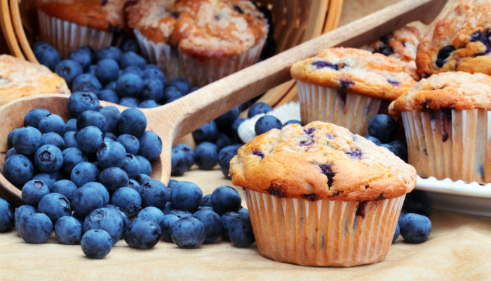 Blueberry muffins with fresh blueberries