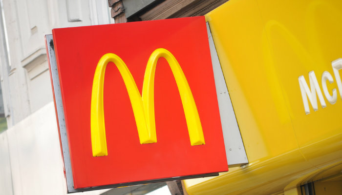 Close-up of a McDonalds branding