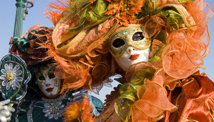 Costumed people celebrating the Carnival of Venice