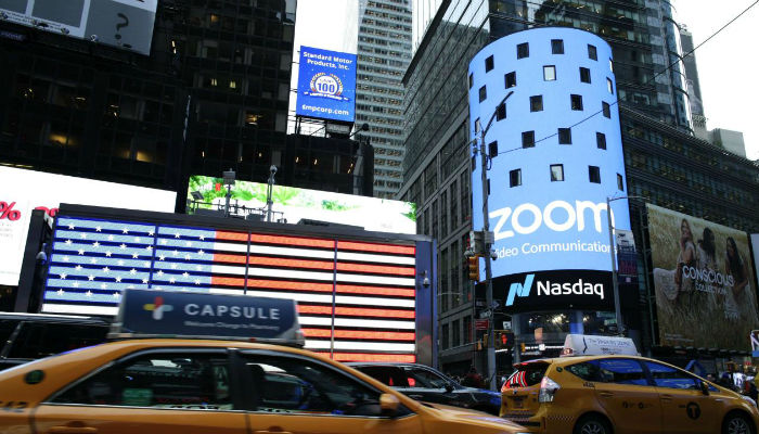 Zoom advertisement on Times Square display in New York City