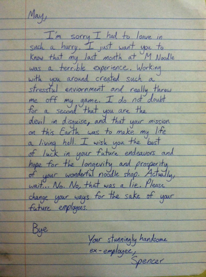 35 Hilariously Funny Resignation Letters