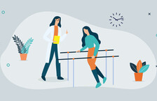 skilled physiotherapist working with a female patient balancing