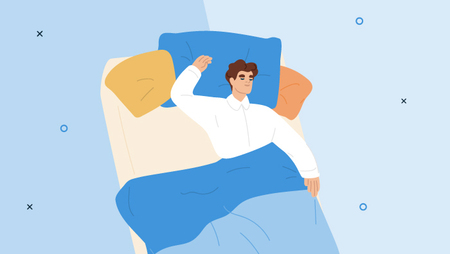 Illustration of a man sleeping in a bed