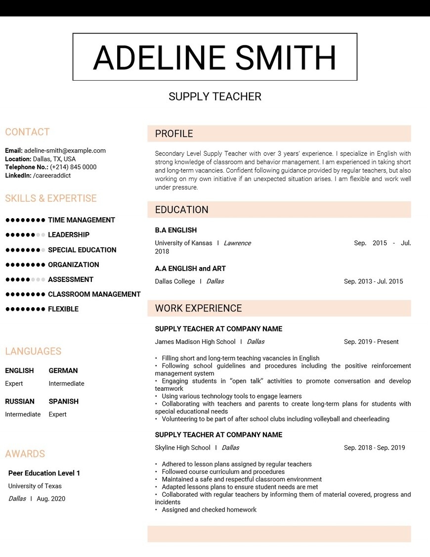 The Best Teaching CV/Résumé Examples and Templates