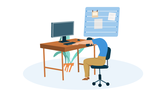 illustration of a man doing upper back stretches
