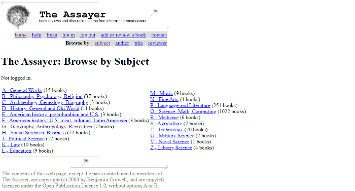 The Assayer screenshot - website that provides free textbooks