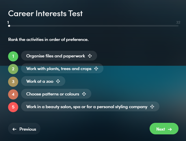 Interests Test Sample Question