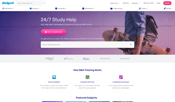 Studypool website for tutors