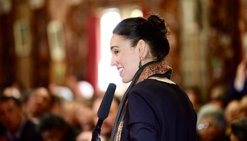 Prime Minister of New Zealand Jacinda Ardern making influential speech