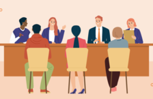 Job candidates participating in a group interview