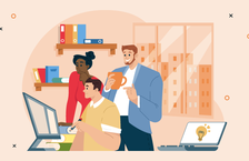 A group of young people completing an unpaid internship