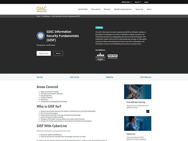 GIAC Information Security Fundamentals