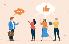 A man learning how to develop his persuasion skills on a group of people