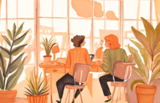 Office Romances workers sitting together closely