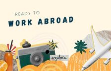 ready to work abroad text with images of camera and plane