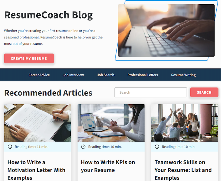 resumecoach blog section