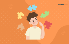 man thinking with puzzles