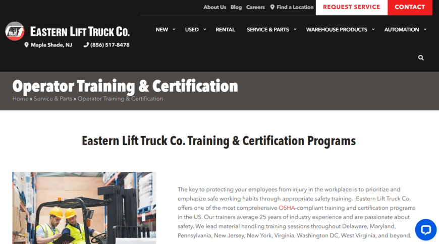 eastern lift truck web page